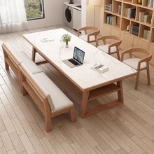 简约现代实木岩板大书桌客厅大桌子家用餐桌学习写字阅读桌工作台
