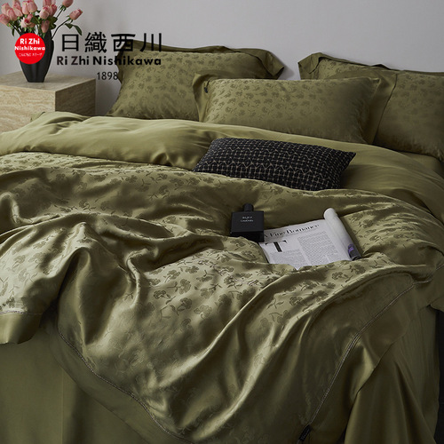 Light luxury and high-end class A 100-count Lenzing Tencel four-piece summer ice silk naked sleeping sheets and quilt cover bedding