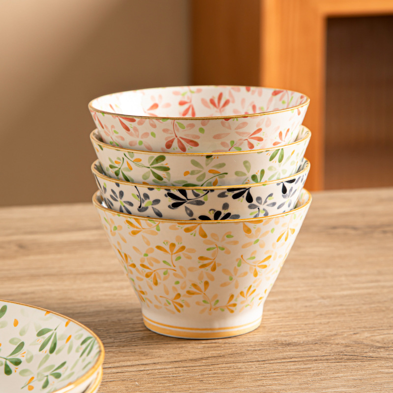 Estilo japonés Xiaoqing New Beauty Home Cerámica Cuenco de 5 pulgadas Cuenco de cerámica Cuenco de arroz esmaltado Cuenco de cerámica Vajilla de cerámica
