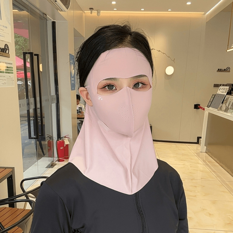 夏季防晒面罩透气女防紫外线脸基尼骑行冰丝面罩防晒护颈一体口罩|undefined