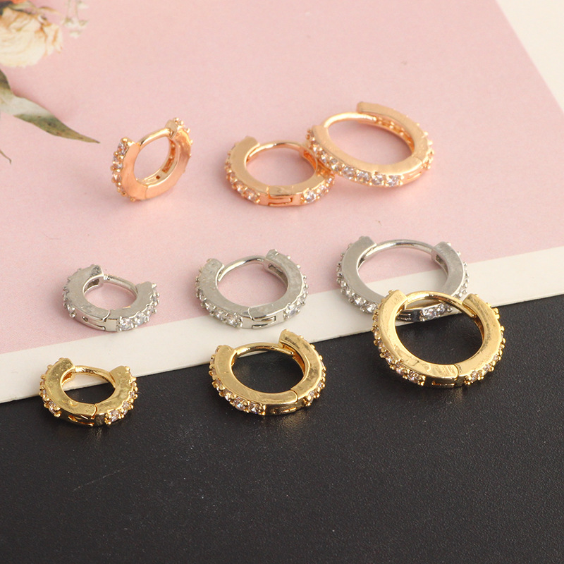Vintage Crown Design Silver Earrings for Women - South Korean Style Single Row Diamond Ear Buckle detail image 7