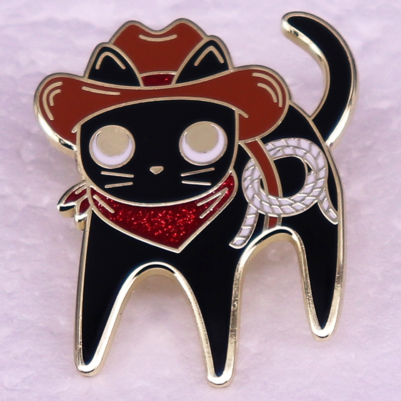 Western Cowboy Cat Brooch 1