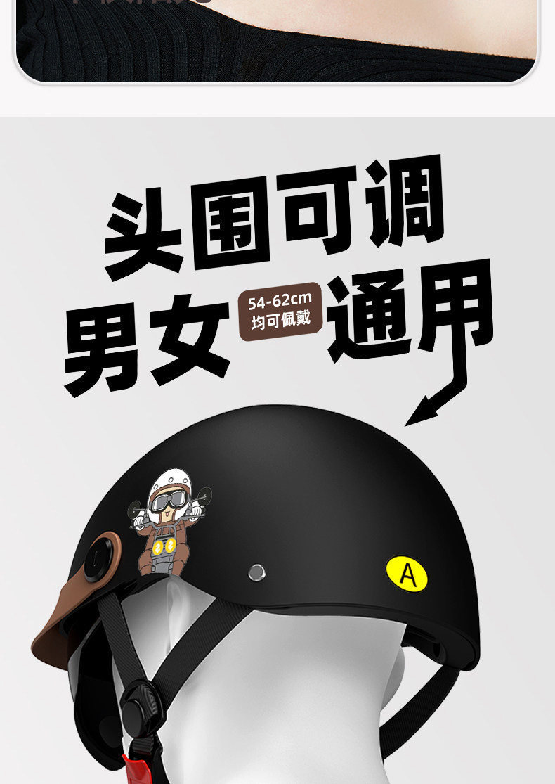 New national standard 3C certified electric motorcycle helmet for men and women, summer retro half helmet, breathable and lightweight helmet for all seasons