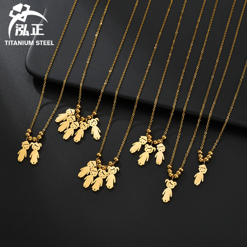 Stainless Steel Boys Girls Children Pendant Necklace Personalized Handmade diy Combination Engraving Name Family Necklace