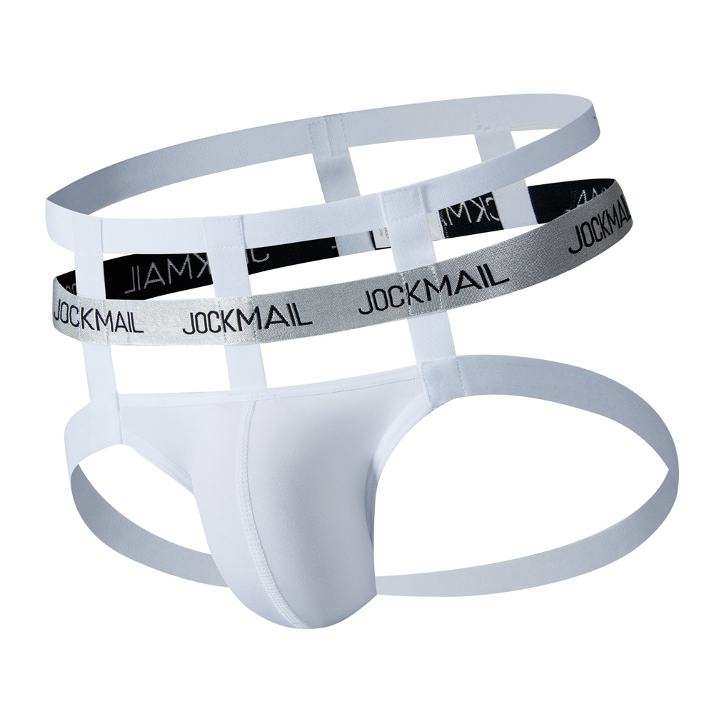 JOCKMAIL ropa interior de los hombres de cintura baja sexy moda hueco personalidad doble pantalones vendaje sexy ropa formal blanco y negro