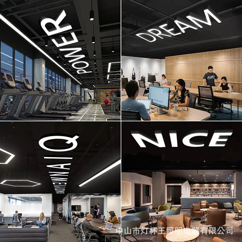 lámpara de letra LED lámpara de forma especial gimnasio centro comercial supermercado de café en línea luz luz de estilo de letra sala de baile candelabros creativos