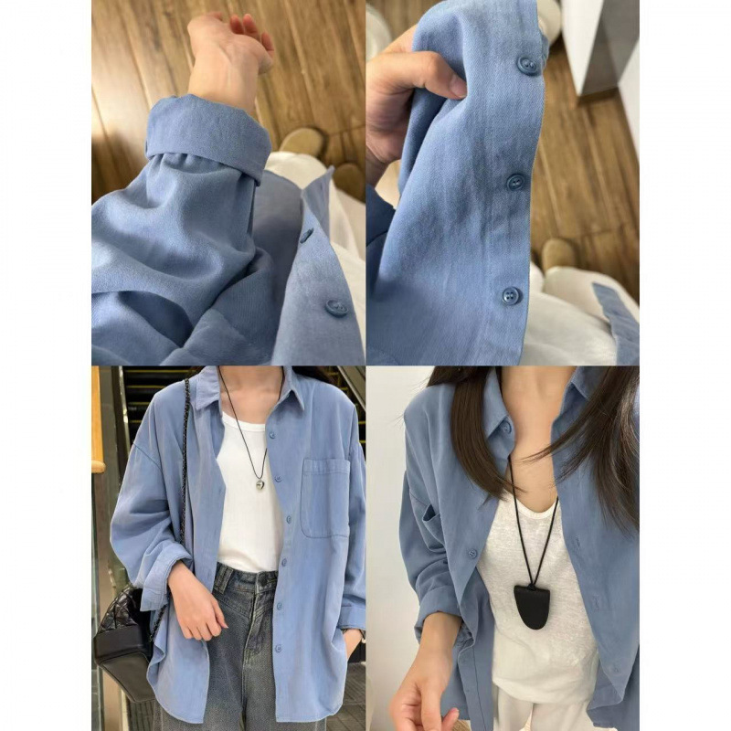 衬衫女内搭叠穿夏季薄款宽松显瘦多巴胺长袖薄款衬衣外穿开衫|undefined