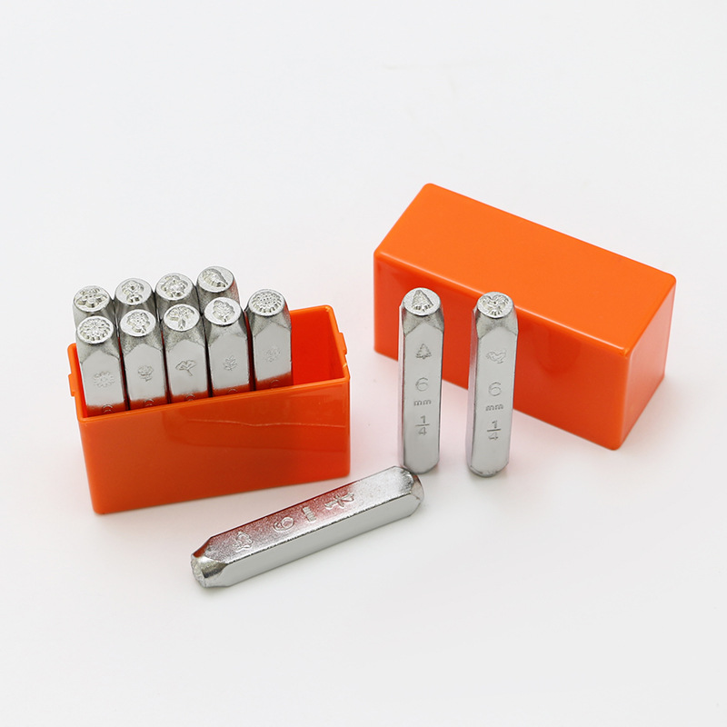 12 UNID patrón sello de acero joyería anillo de cuero hecho a mano herramienta DLY sello de acero Procesamiento de cuero Punch