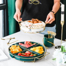 创意北欧陶瓷分格果盘干果盒水果盘拼盘下午茶坚果点心盘餐具摆件