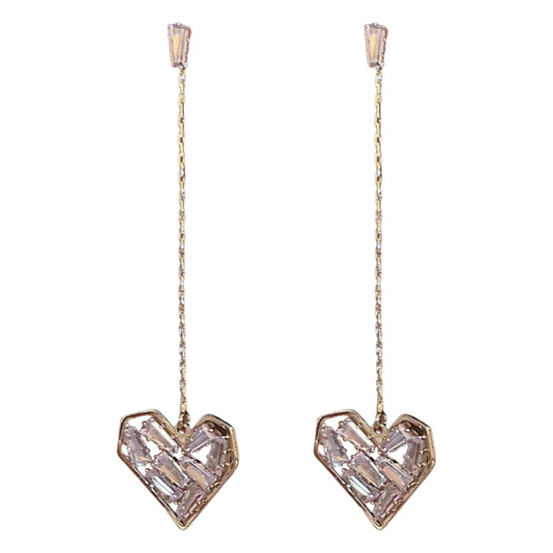 Aguja de plata ZIRCON pendientes encantadores Corea del Sur nicho ins diseño temperamento pendientes largos pendientes de moda para las mujeres