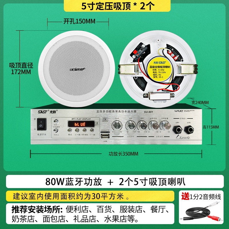 先科SA-1天井スピーカーセット定圧アンプ背景音楽天井オーディオ天井天井スピーカー|undefined