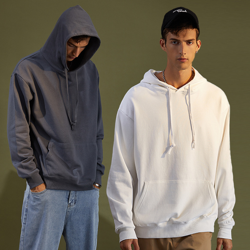 380g Large Looped Fleece Hooded Sweatshirt Unisex Couple's Top Autumn and Winter New Fashion Casual Versatile Solid Color