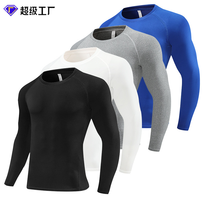 Cross-border compression quick-drying clothes 4-piece men's high elastic water fishing sunscreen base shirt warm exercise shirt