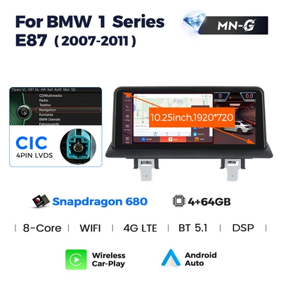 BMW E87/E81/E88 BMW 1 series: DVD Navigation - qualcomm-xiaolong-680-464-cic-1025inch