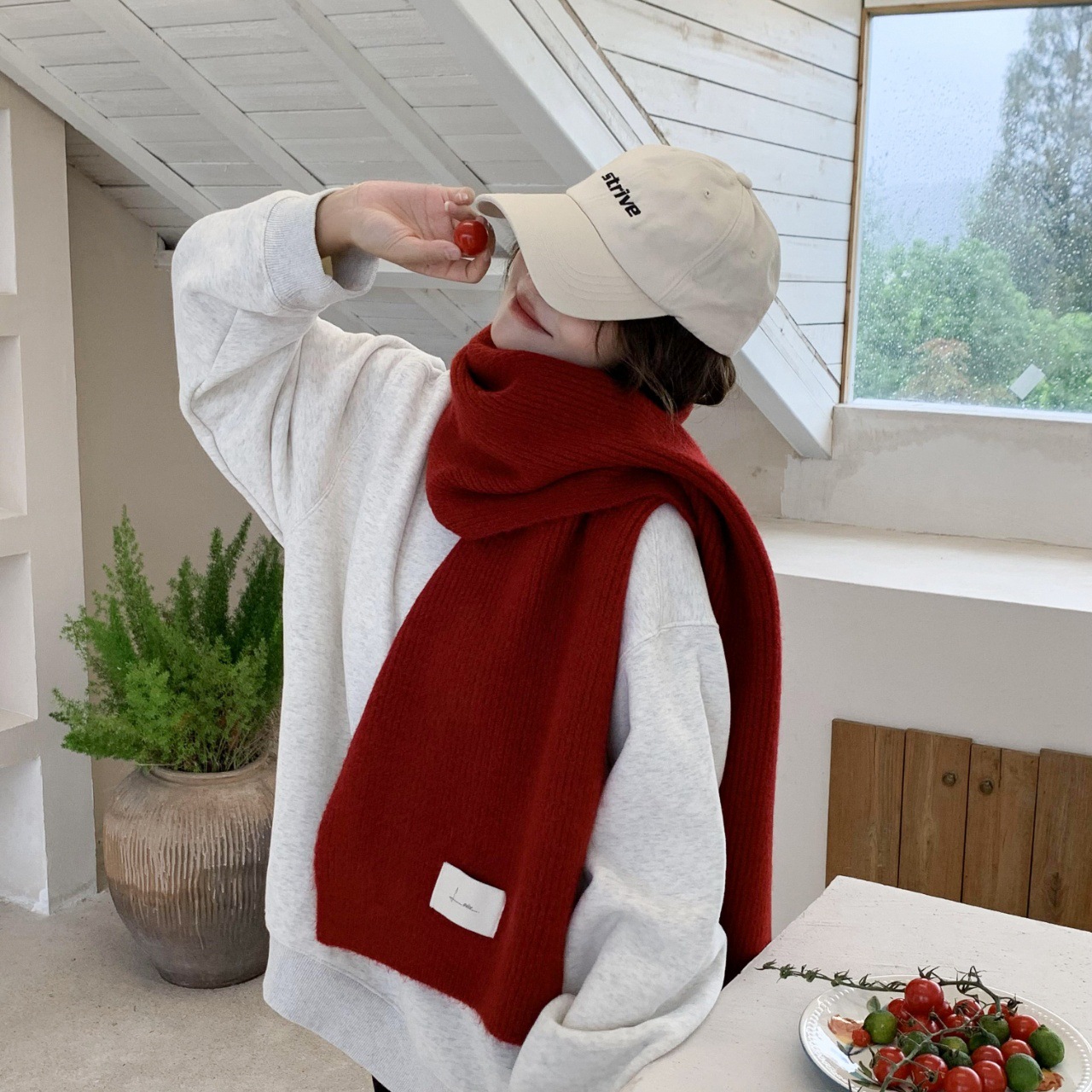 Gebreide wollen sjaal voor dames en heren herfst en winter_voghion.com