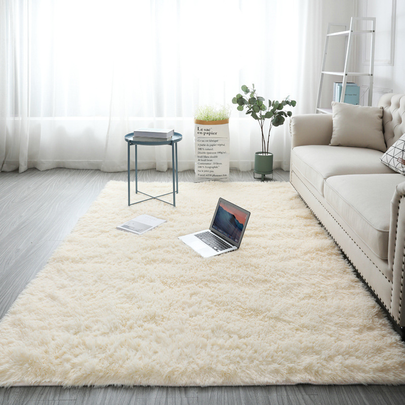 simple alfombra de sala de estar seda doméstica dormitorio chica alfombra de pelo largo mantas de cama estampado sofás de peluche cojín de mesa de té