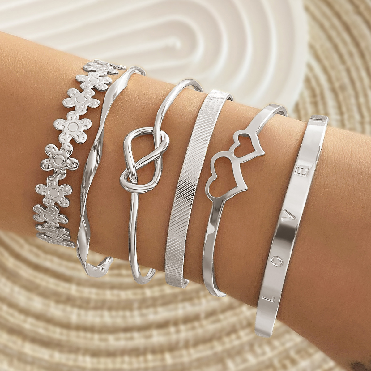 Pulsera de cadena simple retro transfronteriza europea y americana, combinación de moda, pulsera abierta, joyería, combinación de estilo apilado al por mayor