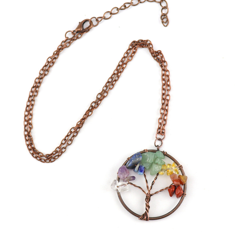 Agate Material Tree Pattern Retro Tree Agate Plating Pendant Necklace 1 Piece