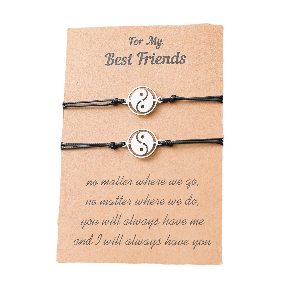 New Good Friend Card Bracelet Personality Fashion Stainless Steel Tai Chi Braided Bracelet display picture 6