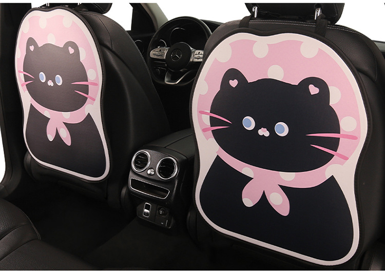 Cartoon Cat Car Seat Back Anti-Kick Pad for Women, Car Seat Anti-Stain Pad for Children, Anti-Dirt Pad, Rear Seat Anti-Collision Pad