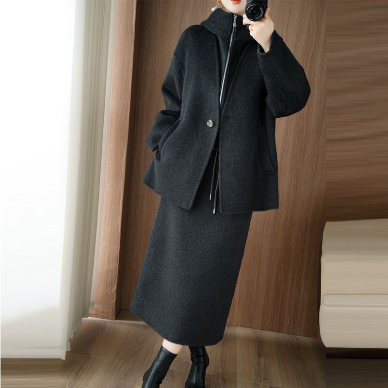 Designer Three-Piece Woolen Outwear 2025 Autumn and Winter New Style Fashionable Suit Women's Wool Outwear Women