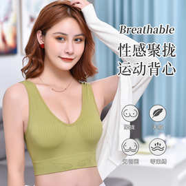 大码文胸薄款无痕加肥加大运动背心聚拢无钢圈美背高弹透气裹胸