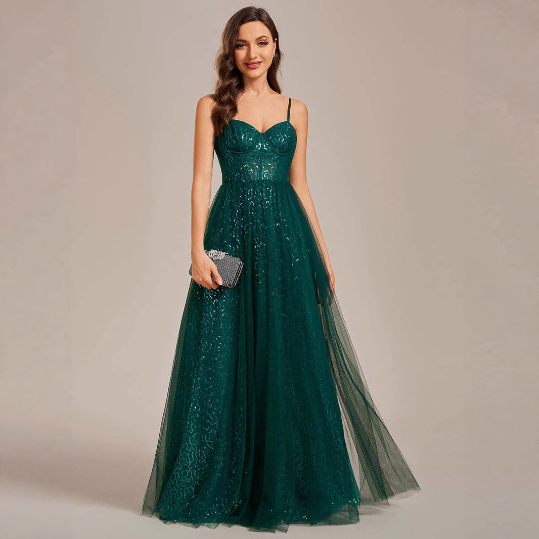 Aliexpress Sling Tulle Prom Dresses 2025 New Wholesale Sparkly Prom Trend Evening Dresses