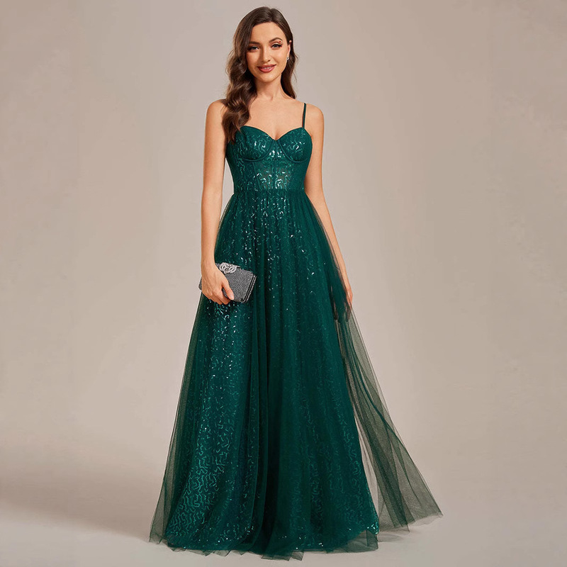 Aliexpress Sling Tulle Prom Dresses 2025 New Wholesale Sparkly Prom Trend Evening Dresses