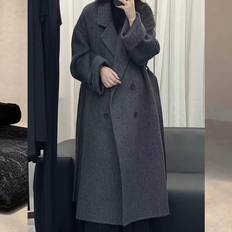 2025 New Autumn and Winter Long Wool Outwear, Elegant Women's Korean Style Long-Sleeved Loose High-End Woolen Outwear