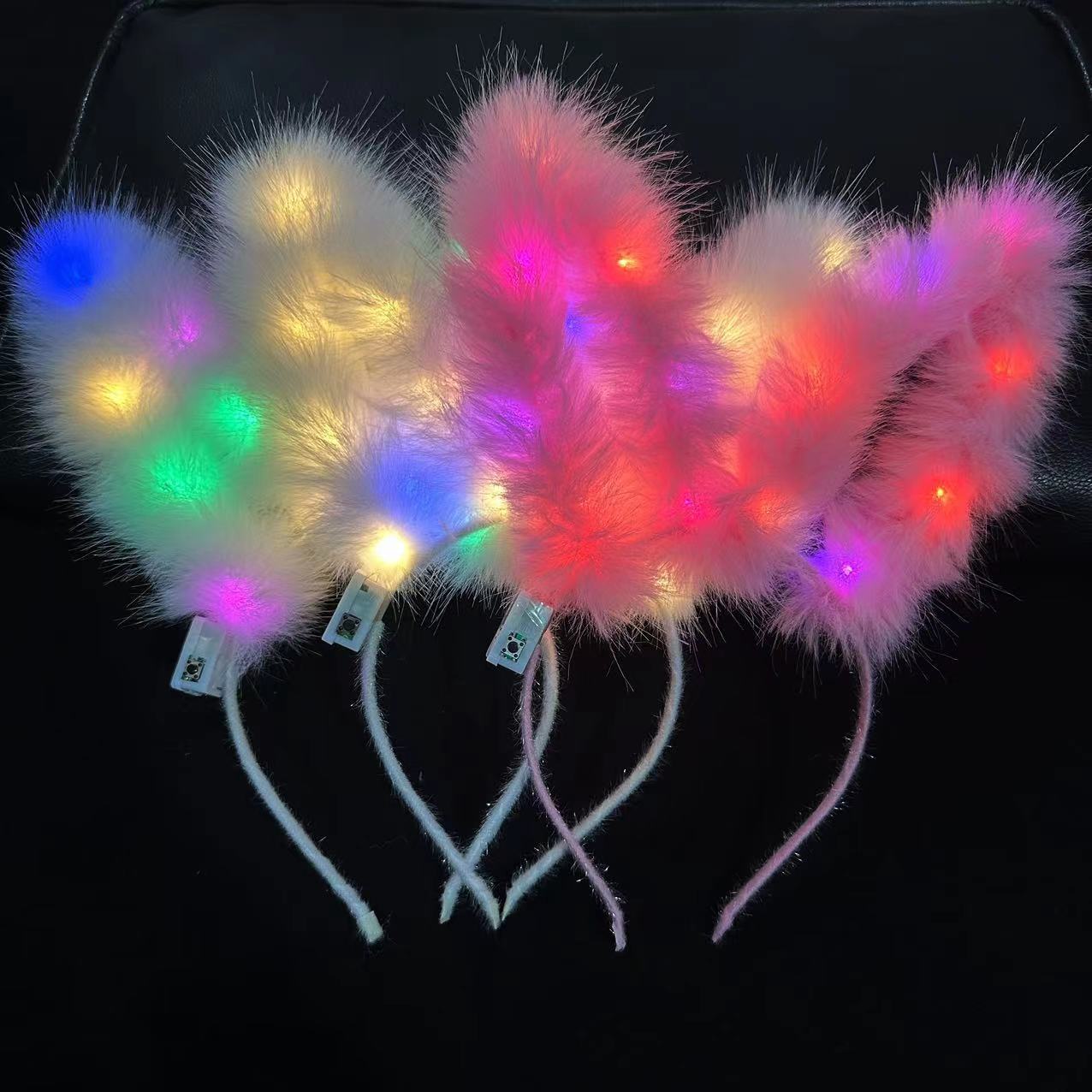 Bar eventos rendimiento accesorios alargados plumas orejas de conejo banda para el cabello Festival de música Flash accesorios para el cabello espectáculo atmósfera accesorios