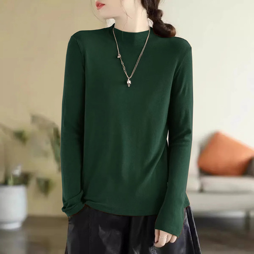 Women's Autumn/Winter 2025 Trendy Fleece Lined Thick and Stylish Layering Crew Neck Long Sleeve Top