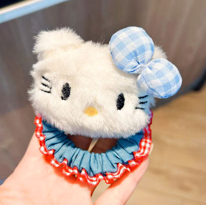 新款可爱猫咪牛仔肠圈发圈日系甜美高颜值少女马尾发绳皮筋发饰|undefined