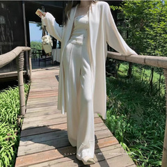 PH060大爱美依缘2025新款港风抹胸阔腿裤搭配中长款针织开衫套装