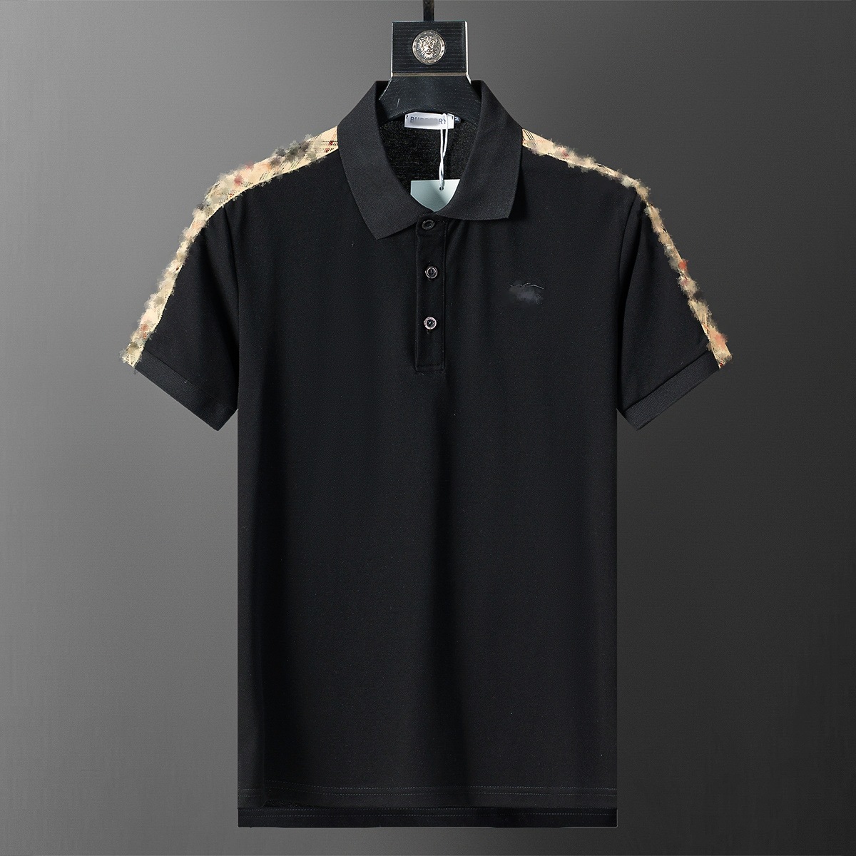 SS25 nueva estación europea de verano de hombre con solapa de algodón de perla de manga corta polo de moda