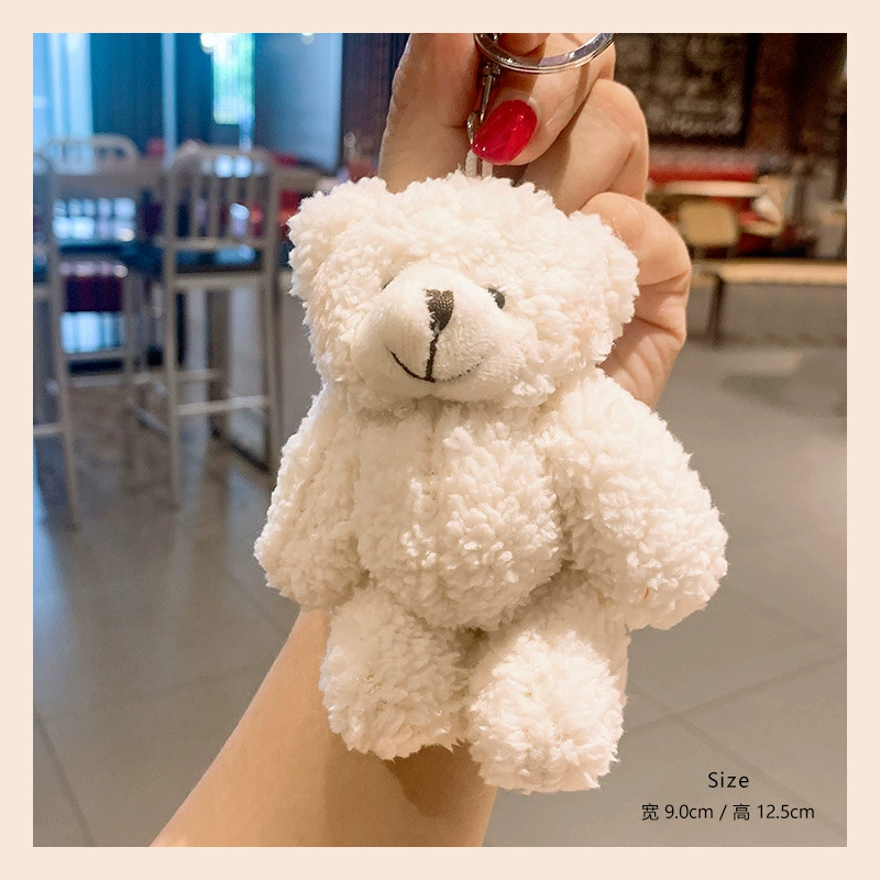 Plush keychain, doll, cute accessory, backpack, children's creative pendant, with little bears, creative gift