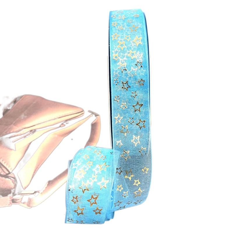 Nuevo soporte de barra de hilo de nieve transparente cinta hecha a mano láser cinta de estrella de cinco puntas cinta de embalaje de caja de regalo de flores