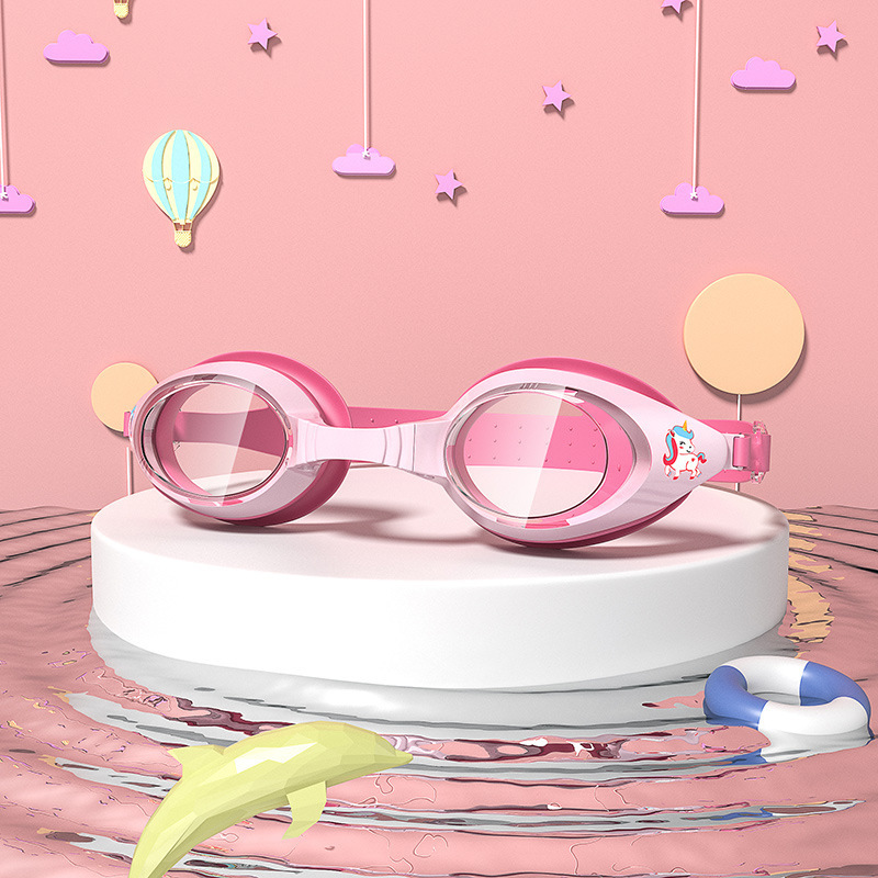 Children's swimming goggles waterproof anti-fog HD cartoon cute swimming glasses boys and girls diving goggles professional set of equipment