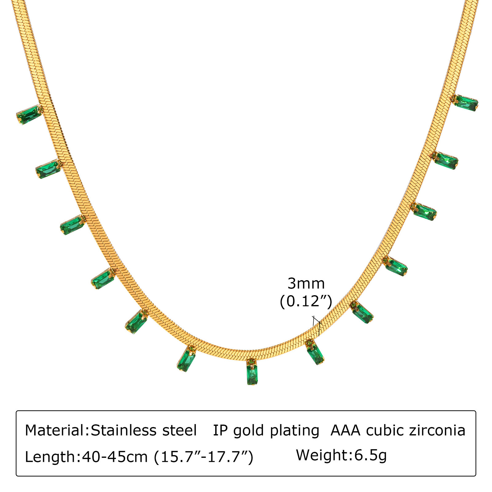 Fashion Square Stainless Steel Plating Inlay Zircon Necklace 1 Piece