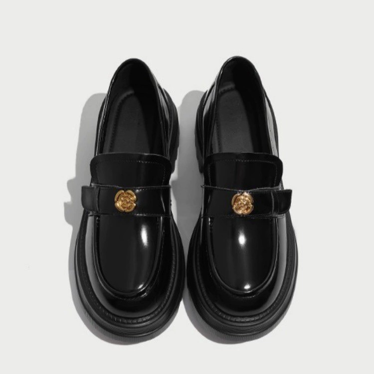 Камелия Lefu обувь весной новый британский стиль премиум-класса толстые кожаные туфли маленькие кожаные туфли золотые монеты один педаль ретро одиночные туфли