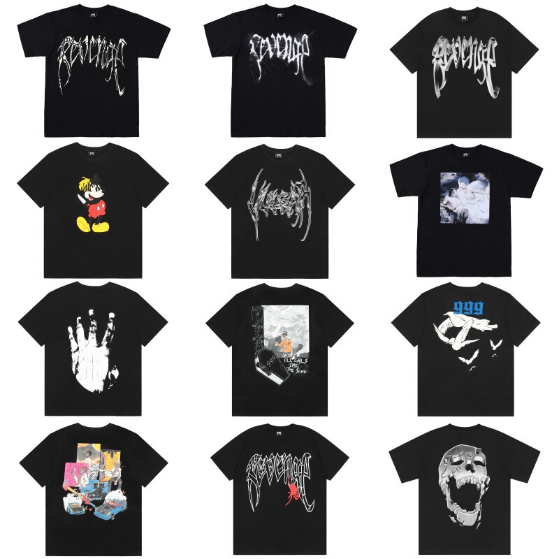 Revenge Avengers American Hip-Hop Short-Sleeved Men and Women Couple Loose Fog High Street Fashion Brand Casual Dark T-Shirt Revenge Avengers American Hip-Hop Short-Sleeved Men and Women Couple Loose Fog High Street Fashion Brand Casual Dark T-Shirt
