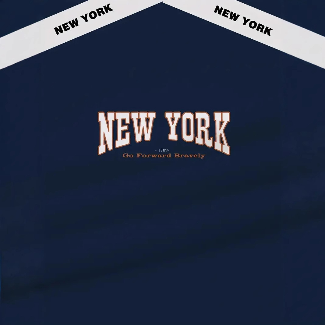 2024 Venta caliente Nueva York Lema 3D impresión hombres calle alta malla suelta transpirable deportes de manga corta camiseta de cuello redondo