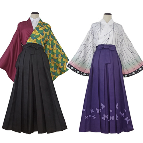 Demon Slayer Cosplay Costume: Tanjiro Kamado, Inosuke Hashibira, Nezuko Kamado, Fujiwara no Gekkou, and Togakushi Mitsuuri Kimono Set