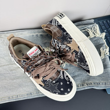 国潮牛仔蓝帆布鞋男小众原创设计厚底星星板鞋复古百搭潮鞋