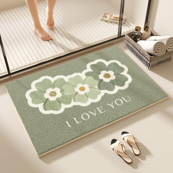Small Fresh Bathroom Absorbent Foot Mat Household Floor Mat Dirt-resistant and Easy-to-take-care Anti-slip Mat Toilet Imitation Cashmere Floor Mat