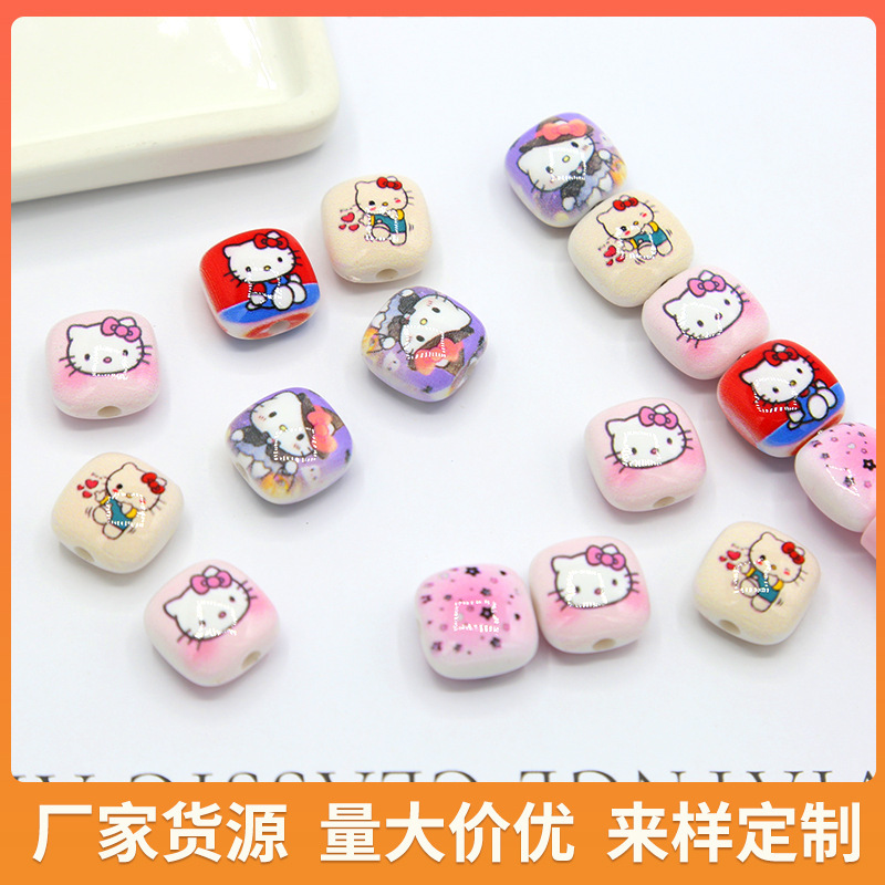 亚克力KT猫馒头串珠 diy发绳饰品配件手机链包挂钥匙扣材料批发|undefined