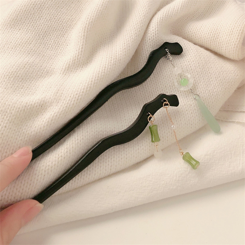 Pinzas de cabello de madera de sandalwood antiguo estilo simple pinzas de cabello de madera moderna cheongsam de mujer nuevo estilo chino pinzas de cabello de pez pequeño decoración de verano