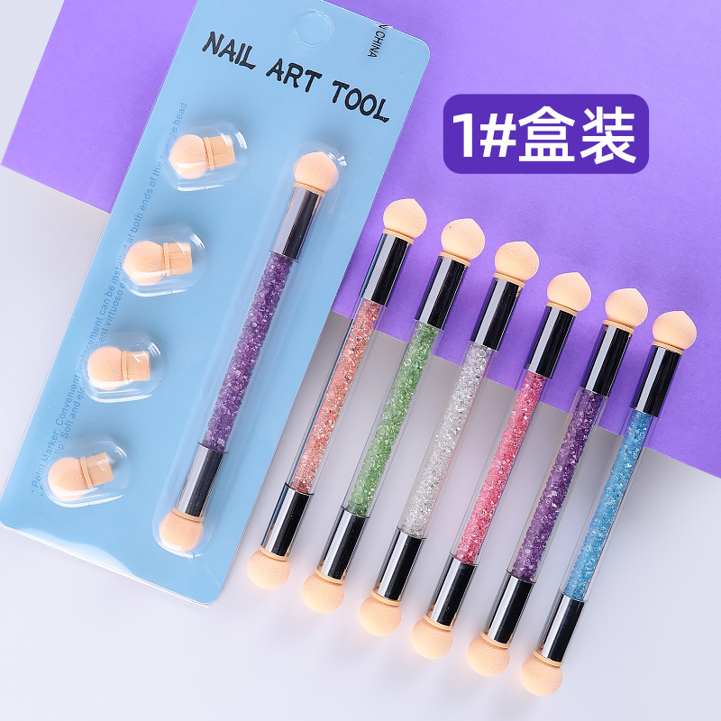 Manicura de doble cabeza esponja pluma traje gradiente floreciente herramientas de manicura pluma 6 gradiente pluma punto color pluma sello pluma