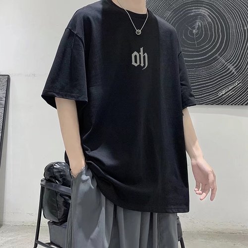 Men's Short Sleeve T-Shirt Trend Brand Instagram Top Summer Teenagers Junior High and High School Students Fat and Large Size Pure Cotton T-Shirt
