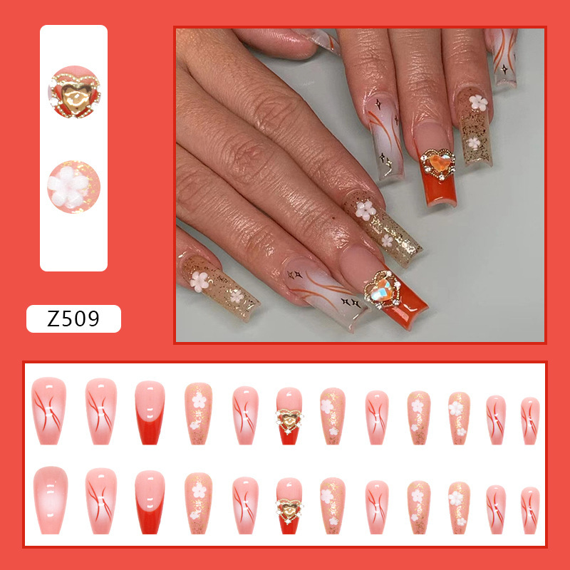 Puro deseo de hadas temperamento completo diamante desgaste uñas manicura blanca Otoño e Invierno esencial brillante manicura 24 unidades