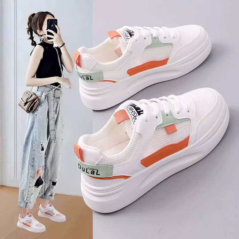 Белые кроссовки из дышащей сетки, тонкие, новые, универсальные, с вырезами, повседневные, весенне-летние, спортивные, для женщин.